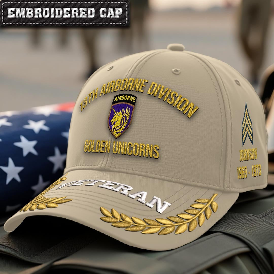 Cowgic U.S. Army 13th Airborne Division Embroidered Classic Structured Cap - Embroidered Cap for Veterans