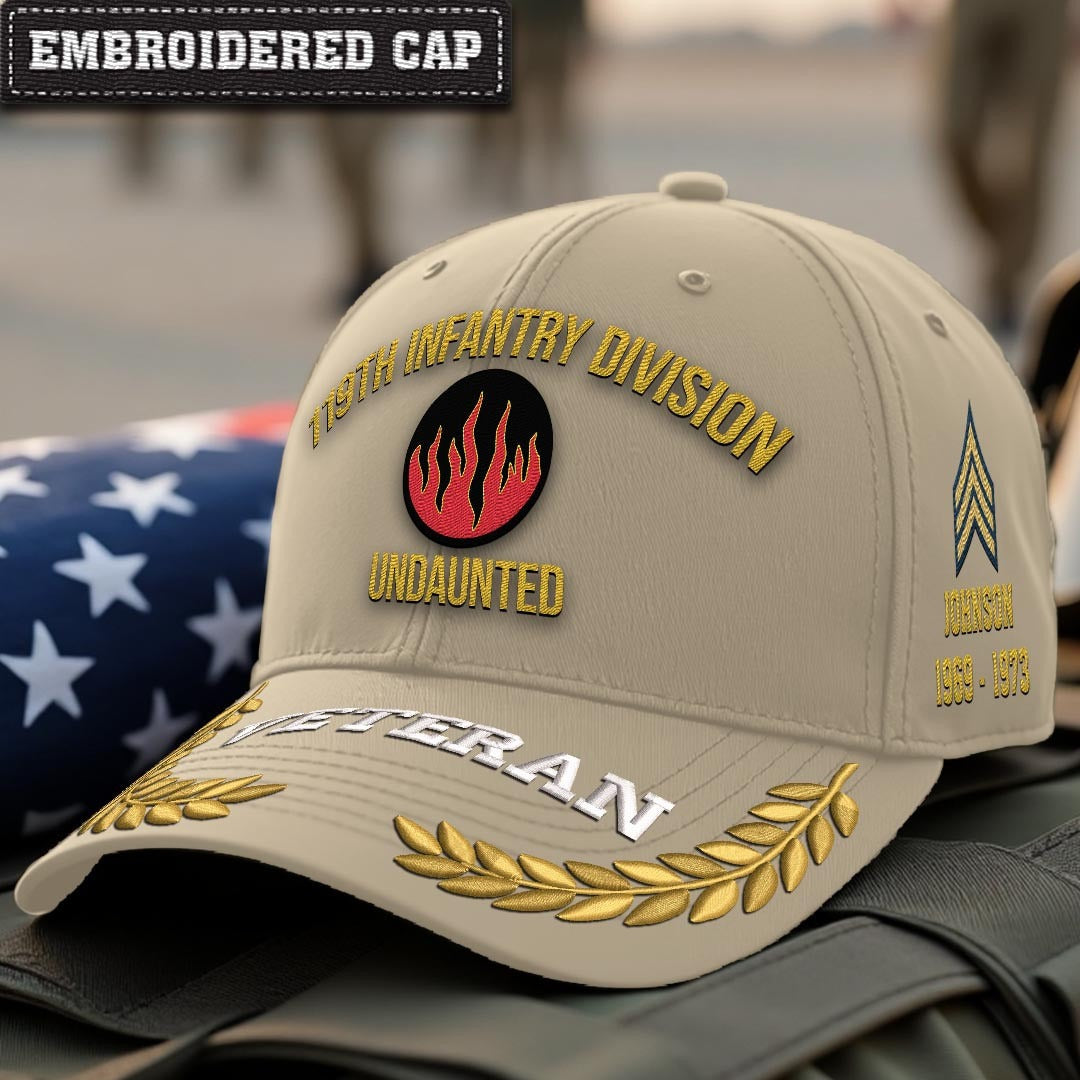Cowgic U.S. Army 119th Infantry Division Embroidered Classic Structured Cap - Embroidered Cap for Veterans
