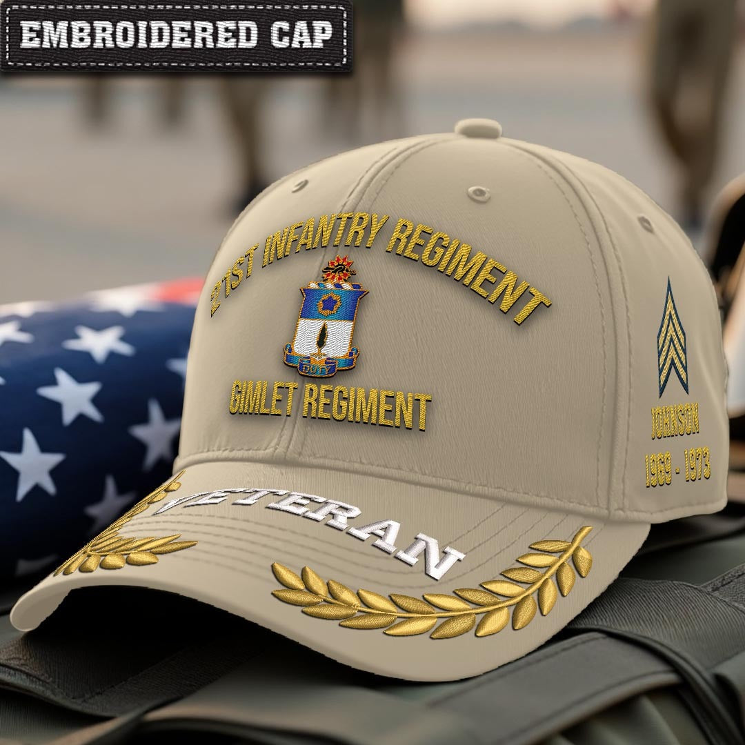 Cowgic U.S. Army 21st Infantry Regiment Embroidered Classic Structured Cap - Embroidered Cap for Veterans