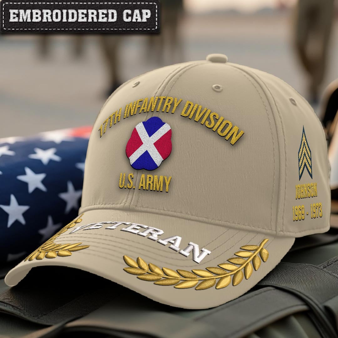 Cowgic U.S. Army 17th Infantry Division Embroidered Classic Structured Cap - Embroidered Cap for Veterans
