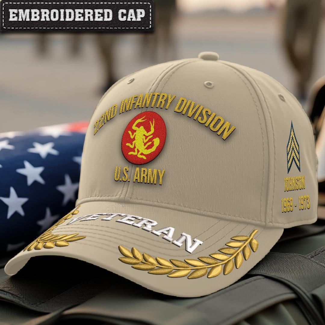 Cowgic U.S. Army 22nd Infantry Division Embroidered Classic Structured Cap - Embroidered Cap for Veterans