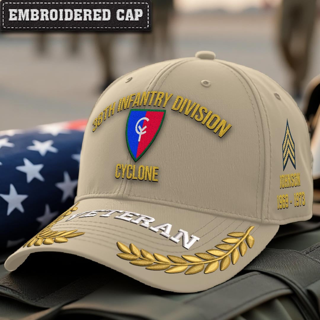 Cowgic U.S. Army 38th Infantry Division Embroidered Classic Structured Cap - Embroidered Cap for Veterans