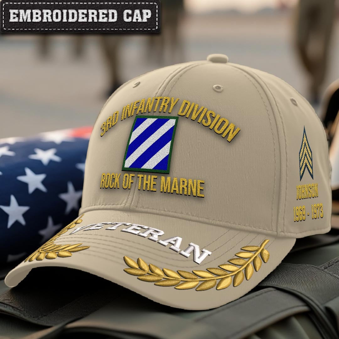 Cowgic U.S. Army 3rd Infantry Division Embroidered Classic Structured Cap - Embroidered Cap for Veterans