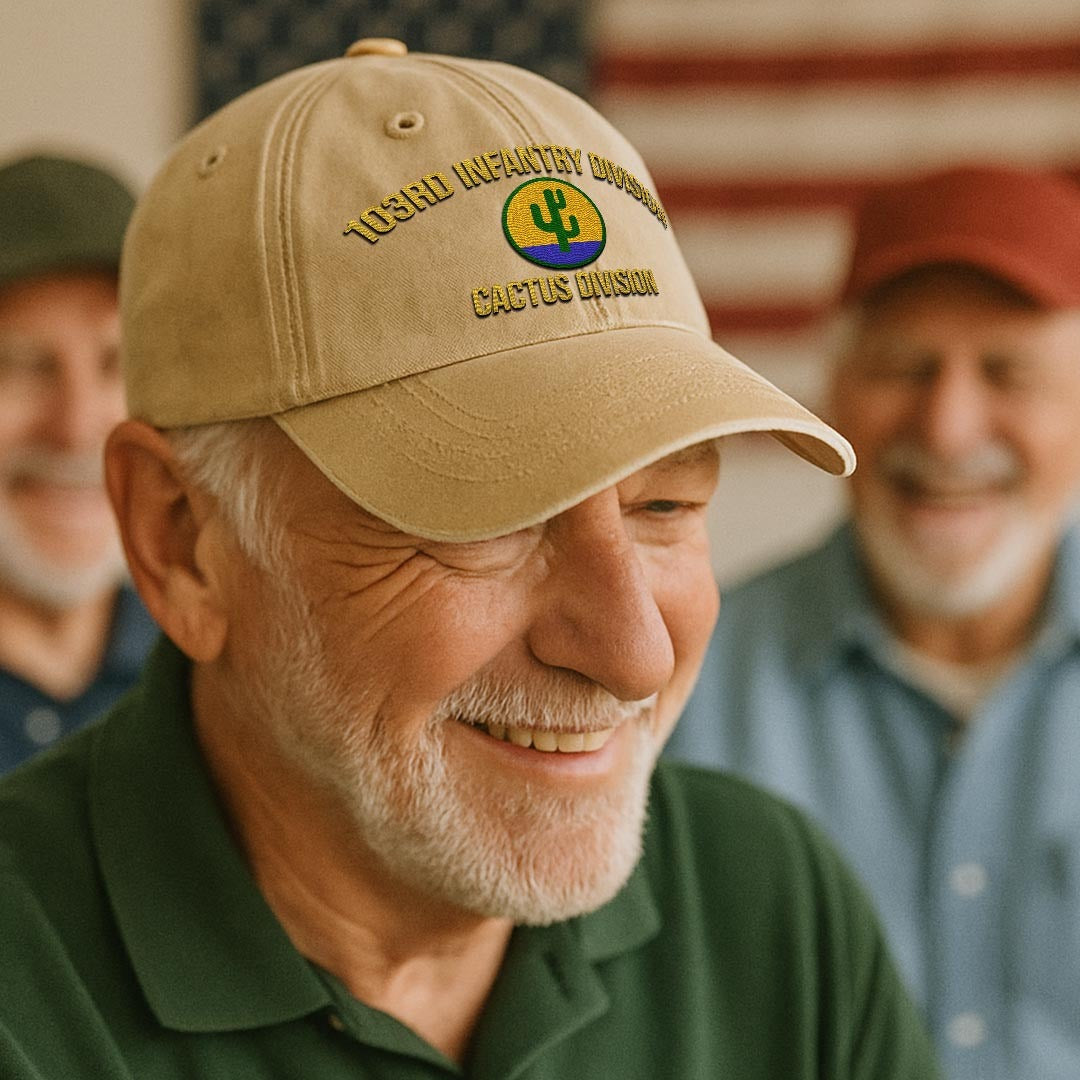 Cowgic U.S. Army 103rd Infantry Division Vintage Washed Cap - Embroidered Distressed Dad Hat for Veterans