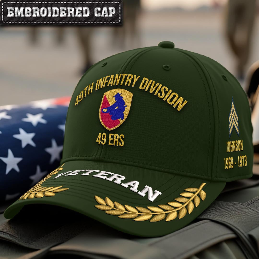 Cowgic U.S. Army 49th Infantry Division Embroidered Classic Structured Cap - Embroidered Cap for Veterans