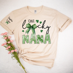 One Lucky Nana Shirt for St Patrick’s Day, Personalized Grandma Shamrock Clover T Shirt with Kids Names