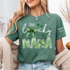 One Lucky Nana Shirt for St Patrick’s Day, Personalized Grandma Shamrock Clover T Shirt with Kids Names