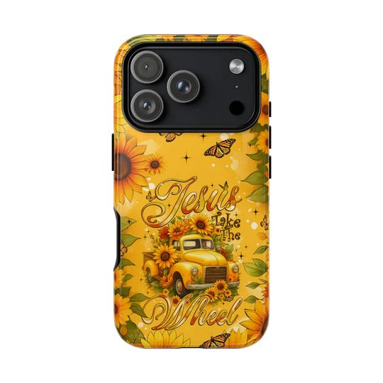 Cowgic Jesus Take The Wheel Sunflowers Phone Case