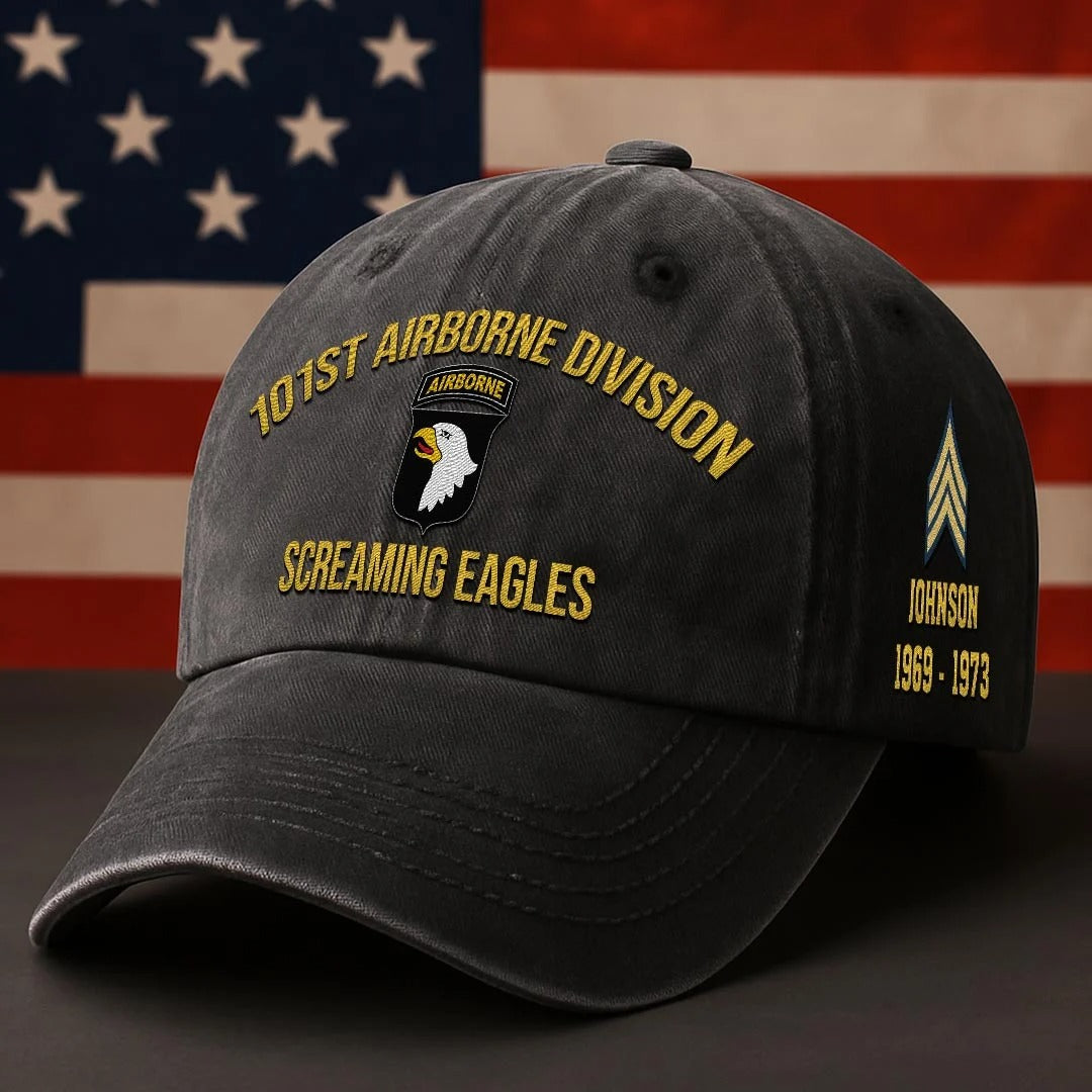 Cowgic U.S. Army 101st Airborne Division Vintage Washed Cap - Embroidered Distressed Dad Hat for Veterans