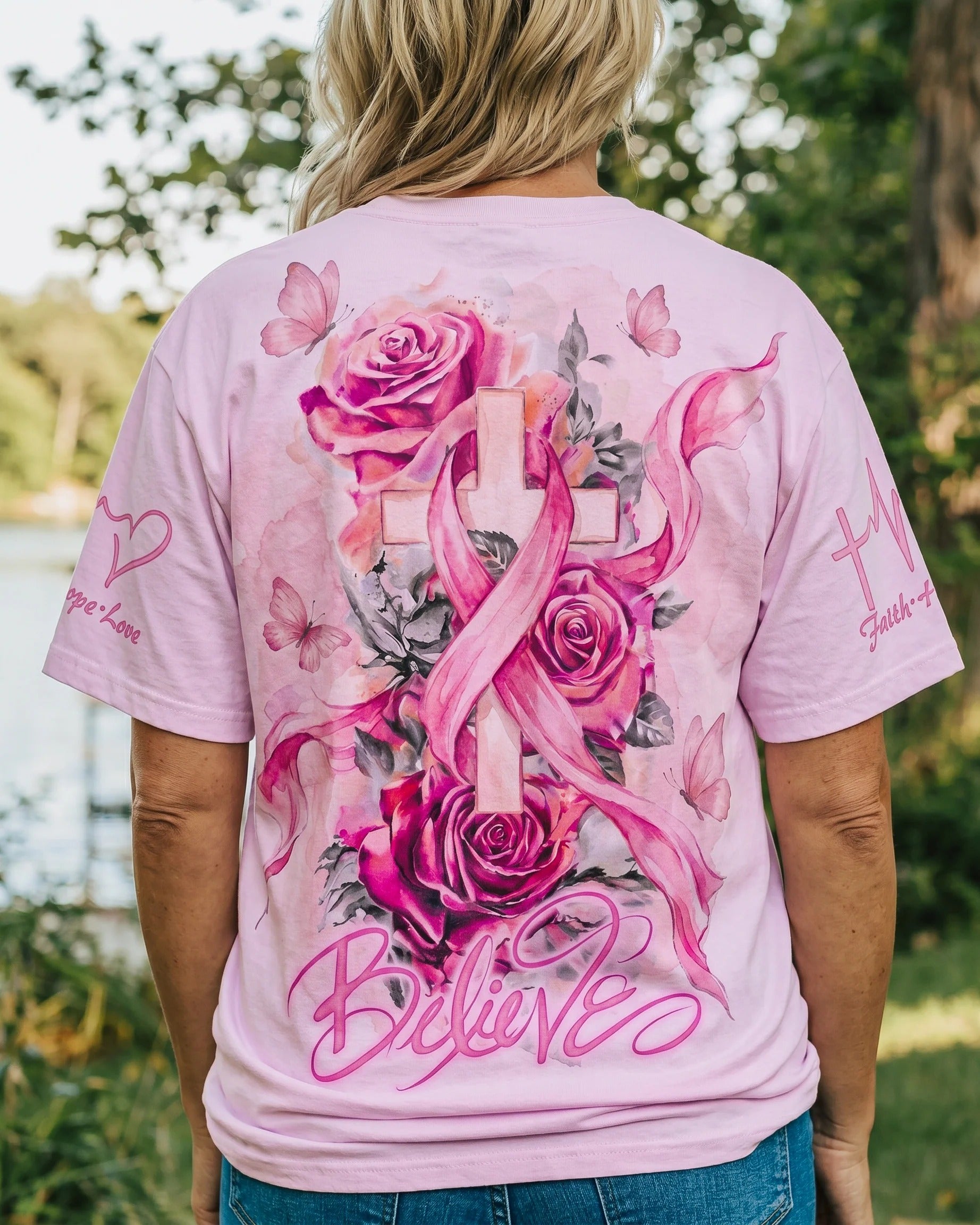 Cowgic Believe In Pink Ribbon Faith All Over Print