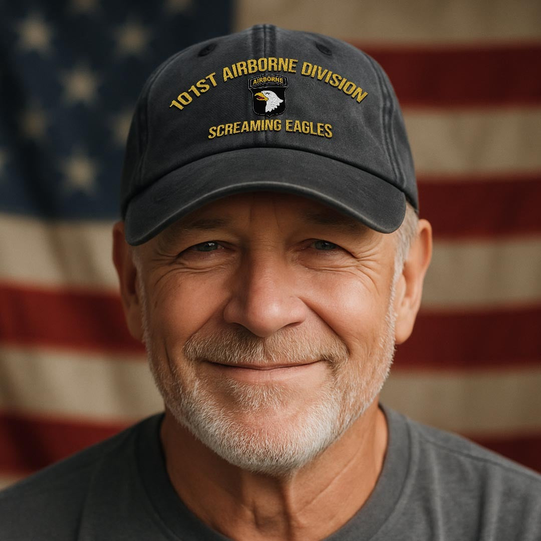 Cowgic U.S. Army 101st Airborne Division Vintage Washed Cap - Embroidered Distressed Dad Hat for Veterans
