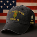 Cowgic U.S. Army 1st Infantry Division Vintage Washed Cap - Embroidered Distressed Dad Hat for Veterans