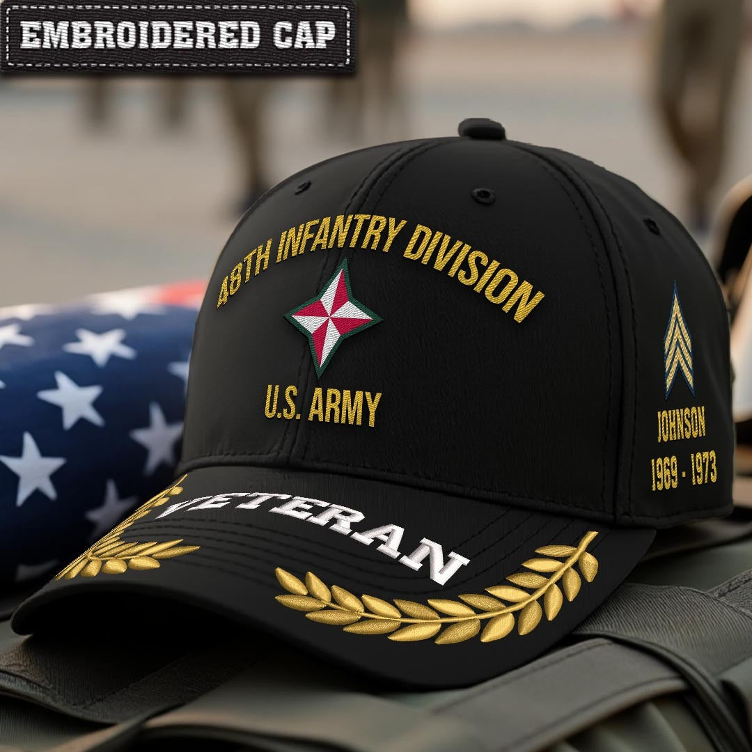 Cowgic U.S. Army 48th Infantry Division Embroidered Classic Structured Cap - Embroidered Cap for Veterans