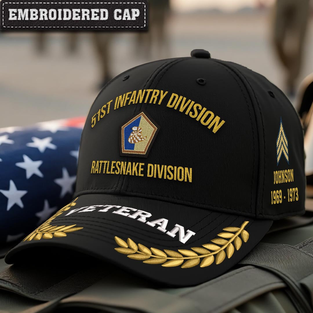Cowgic U.S. Army 51st Infantry Division Embroidered Classic Structured Cap - Embroidered Cap for Veterans