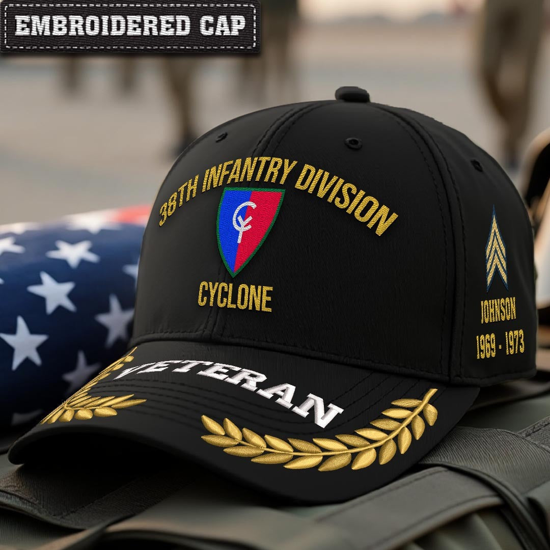 Cowgic U.S. Army 38th Infantry Division Embroidered Classic Structured Cap - Embroidered Cap for Veterans