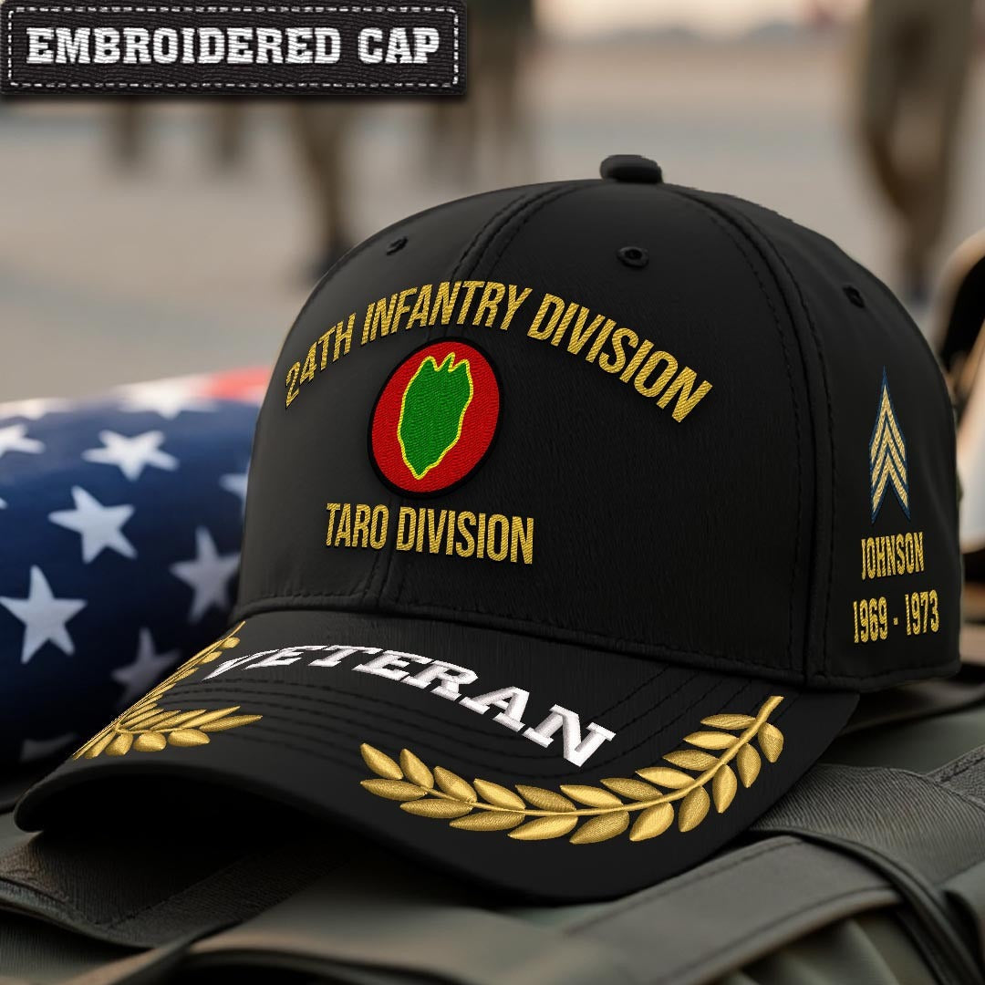 Cowgic U.S. Army 24th Infantry Division Embroidered Classic Structured Cap - Embroidered Cap for Veterans