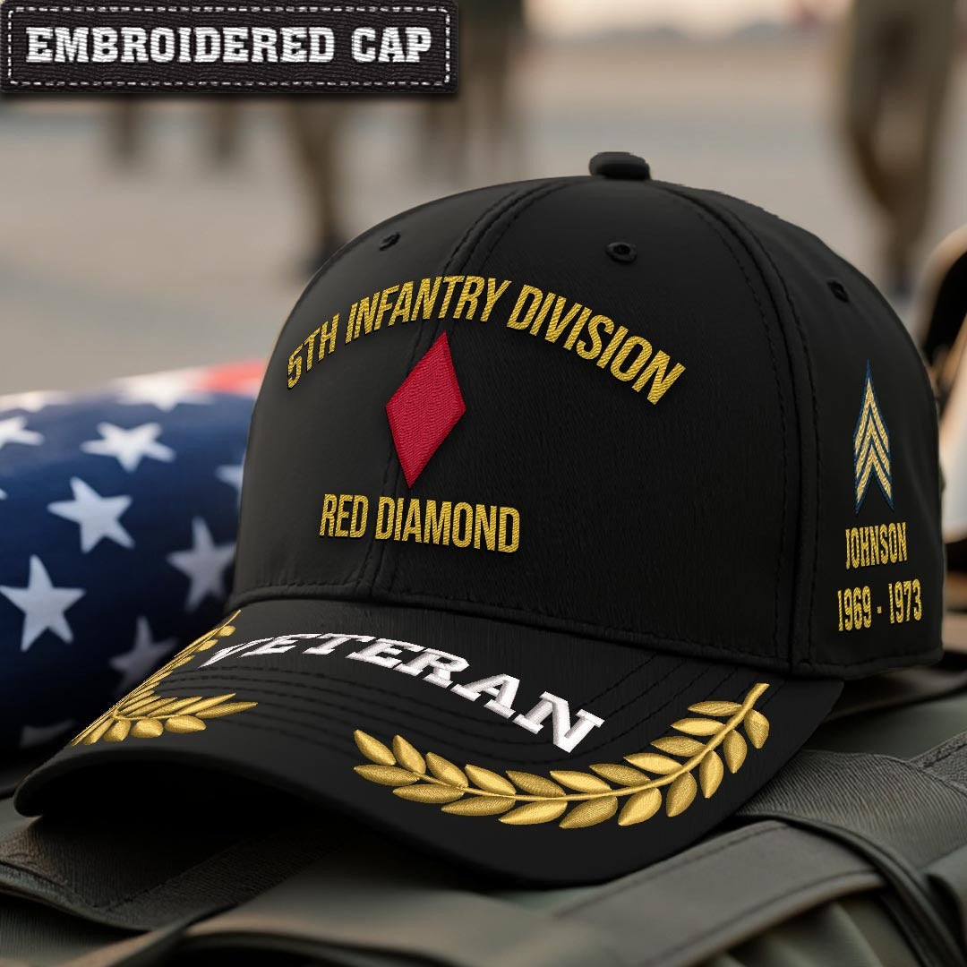 Cowgic U.S. Army 5th Infantry Division Embroidered Classic Structured Cap - Embroidered Cap for Veterans