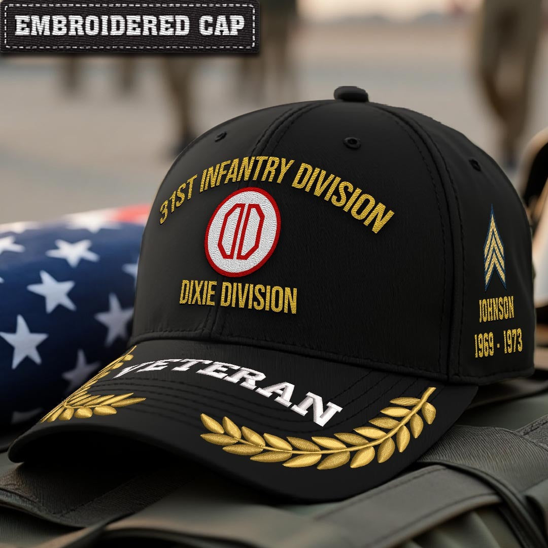 Cowgic U.S. Army 31st Infantry Division Embroidered Classic Structured Cap - Embroidered Cap for Veterans