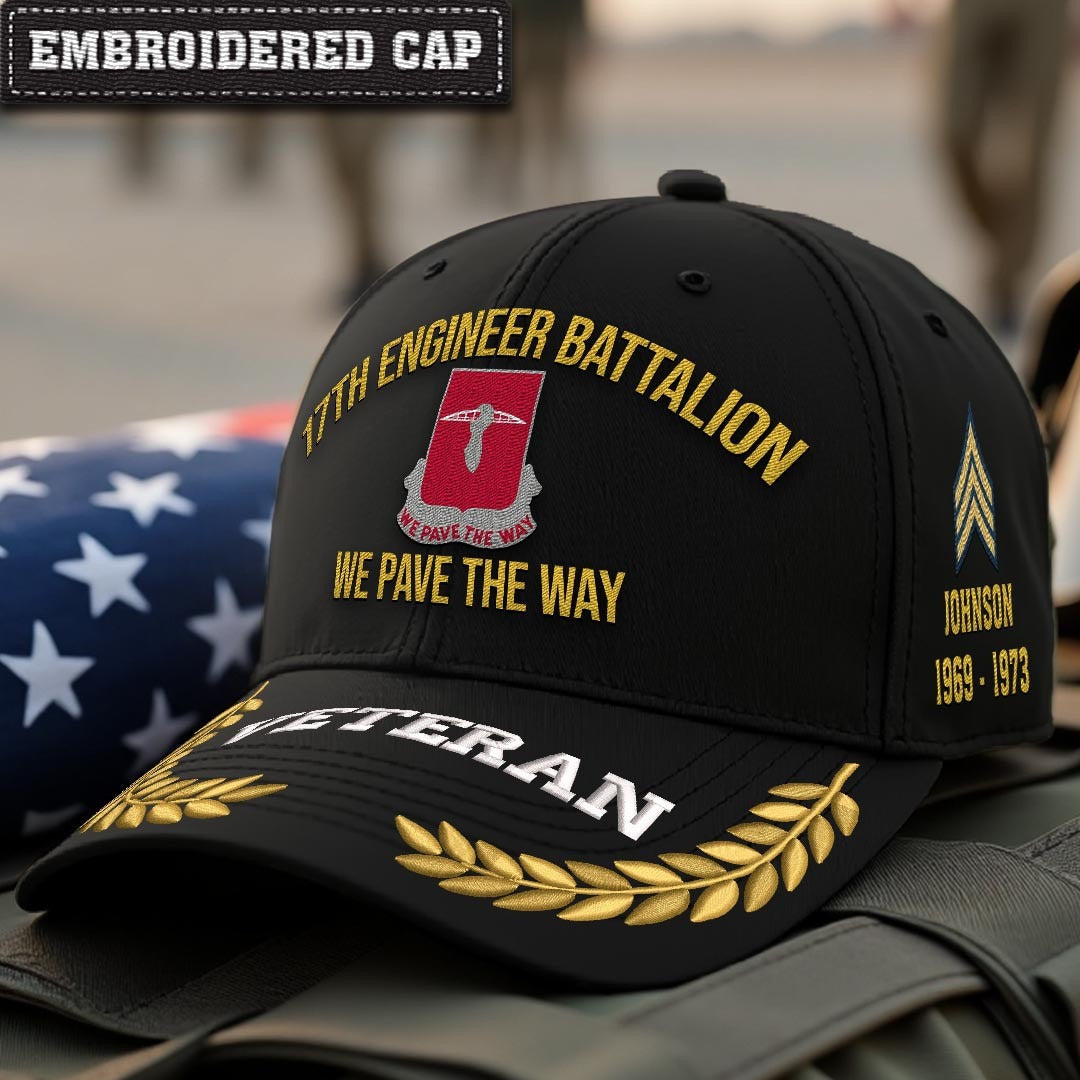 Cowgic Army 17th Engineer Battalion Embroidered Classic Structured Cap - Embroidered Cap for Veterans