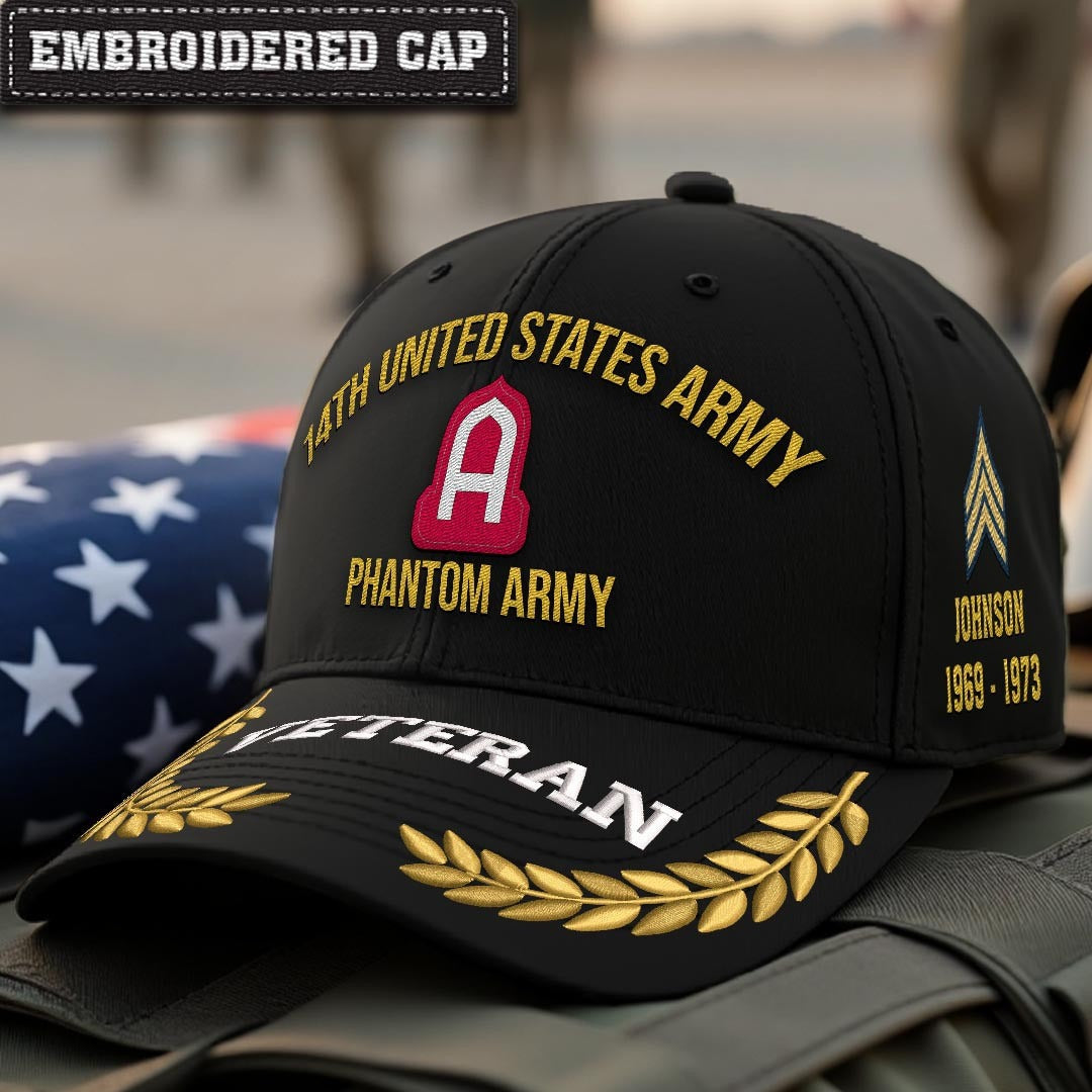 Cowgic U.S. Army 14th United States Army Embroidered Classic Structured Cap - Embroidered Cap for Veterans
