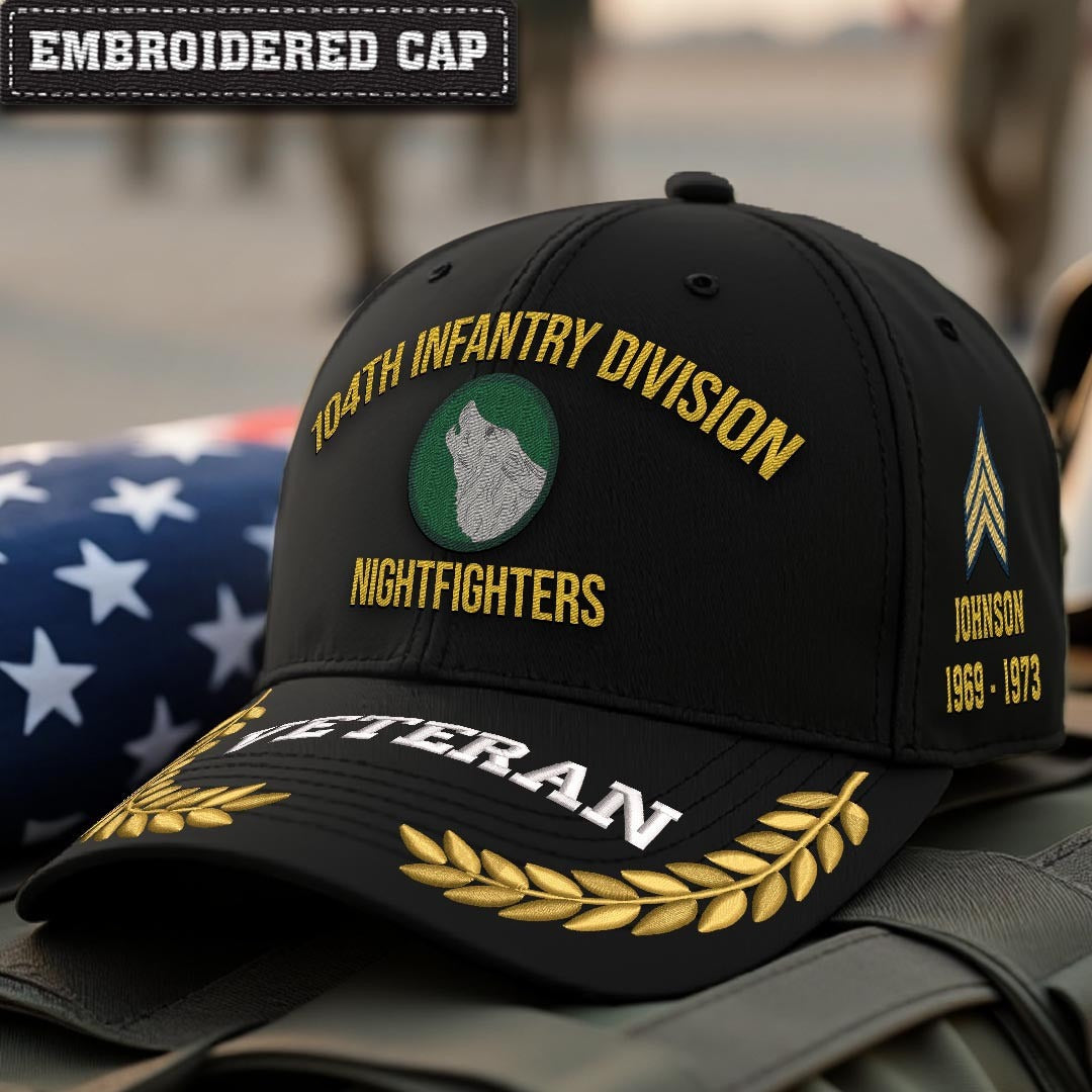 Cowgic U.S. Army 104th Infantry Division Embroidered Classic Structured Cap - Embroidered Cap for Veterans