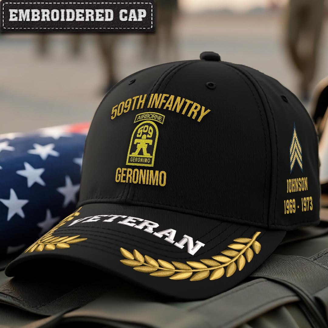 Cowgic U.S. Army 509th Infantry Regiment Embroidered Classic Structured Cap - Embroidered Cap for Veterans