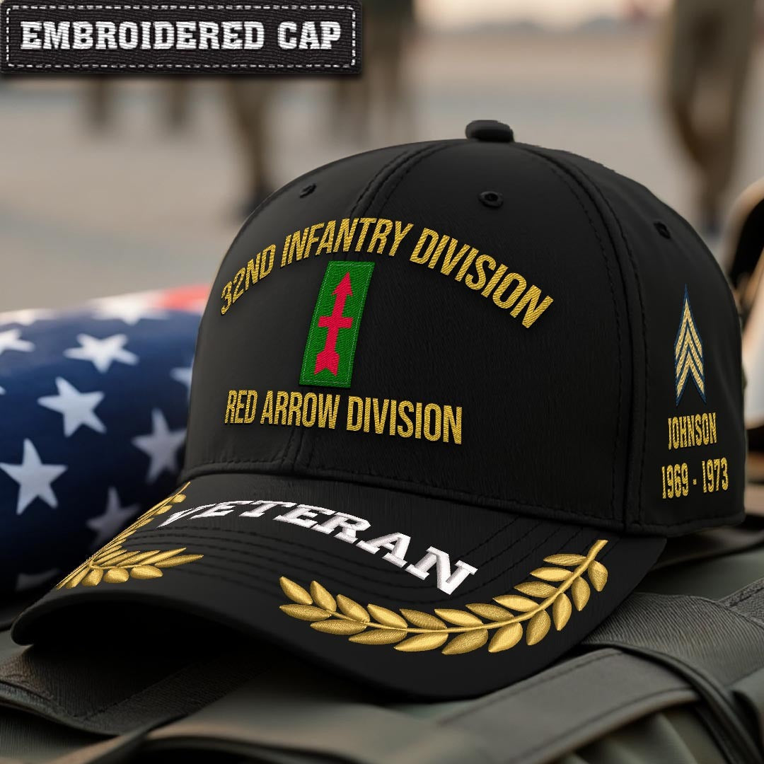 Cowgic U.S. Army 32nd infantry division Embroidered Classic Structured Cap - Embroidered Cap for Veterans