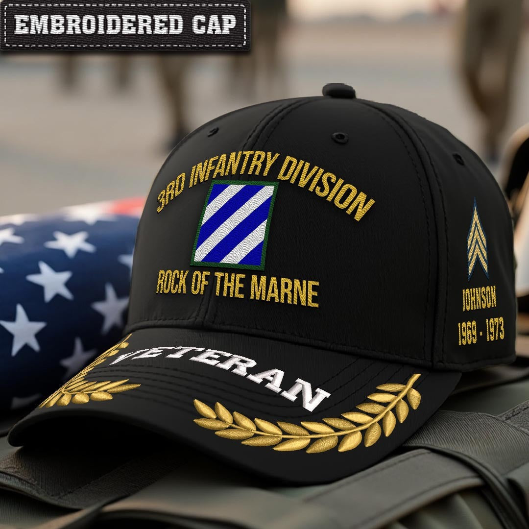 Cowgic U.S. Army 3rd Infantry Division Embroidered Classic Structured Cap - Embroidered Cap for Veterans