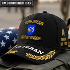 Cowgic U.S. Army 100th Division Embroidered Classic Structured Cap - Embroidered Cap for Veterans