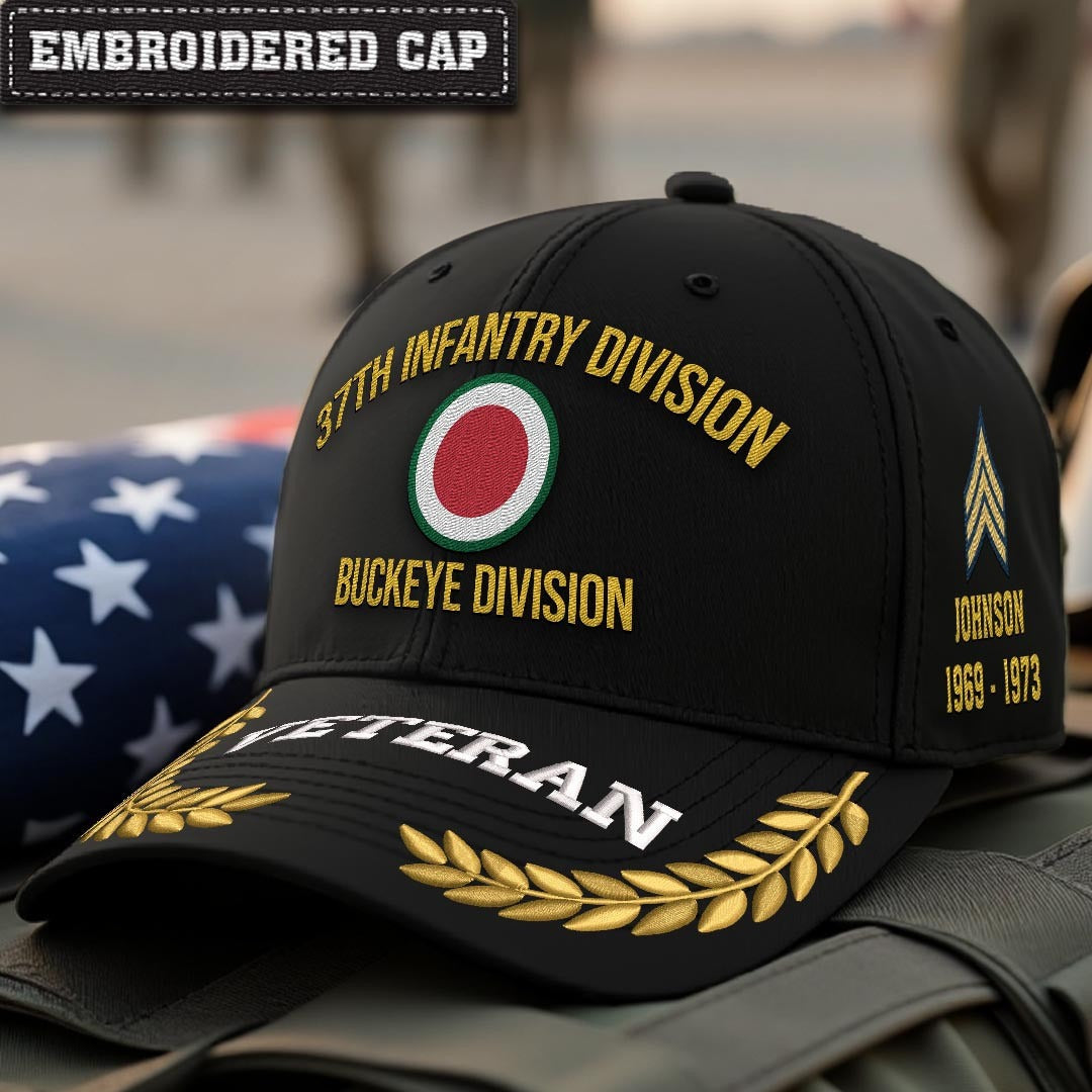 Cowgic U.S. Army 37th Infantry Division Embroidered Classic Structured Cap - Embroidered Cap for Veterans
