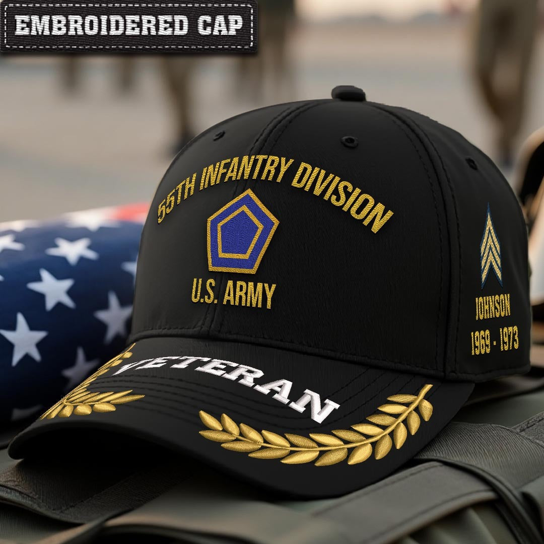 Cowgic U.S. Army 55th Infantry Division Embroidered Classic Structured Cap - Embroidered Cap for Veterans