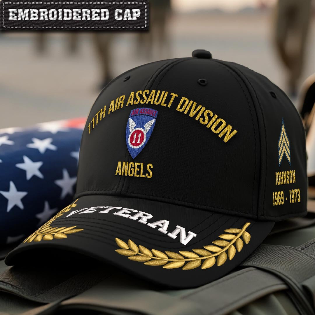 Cowgic U.S. Army 11th Air Assault Division Embroidered Classic Structured Cap - Embroidered Cap for Veterans