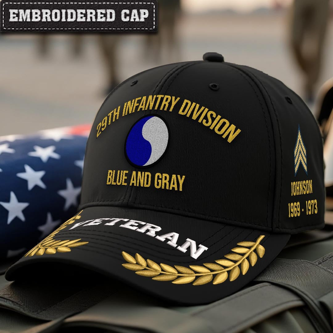 Cowgic U.S. Army 29th Infantry Division Embroidered Classic Structured Cap - Embroidered Cap for Veterans