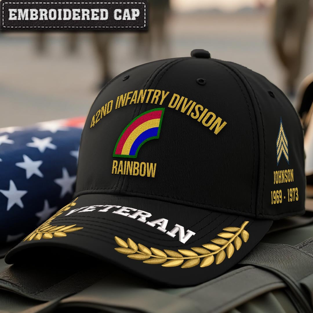 Cowgic U.S. Army 42nd Infantry Division Embroidered Classic Structured Cap - Embroidered Cap for Veterans