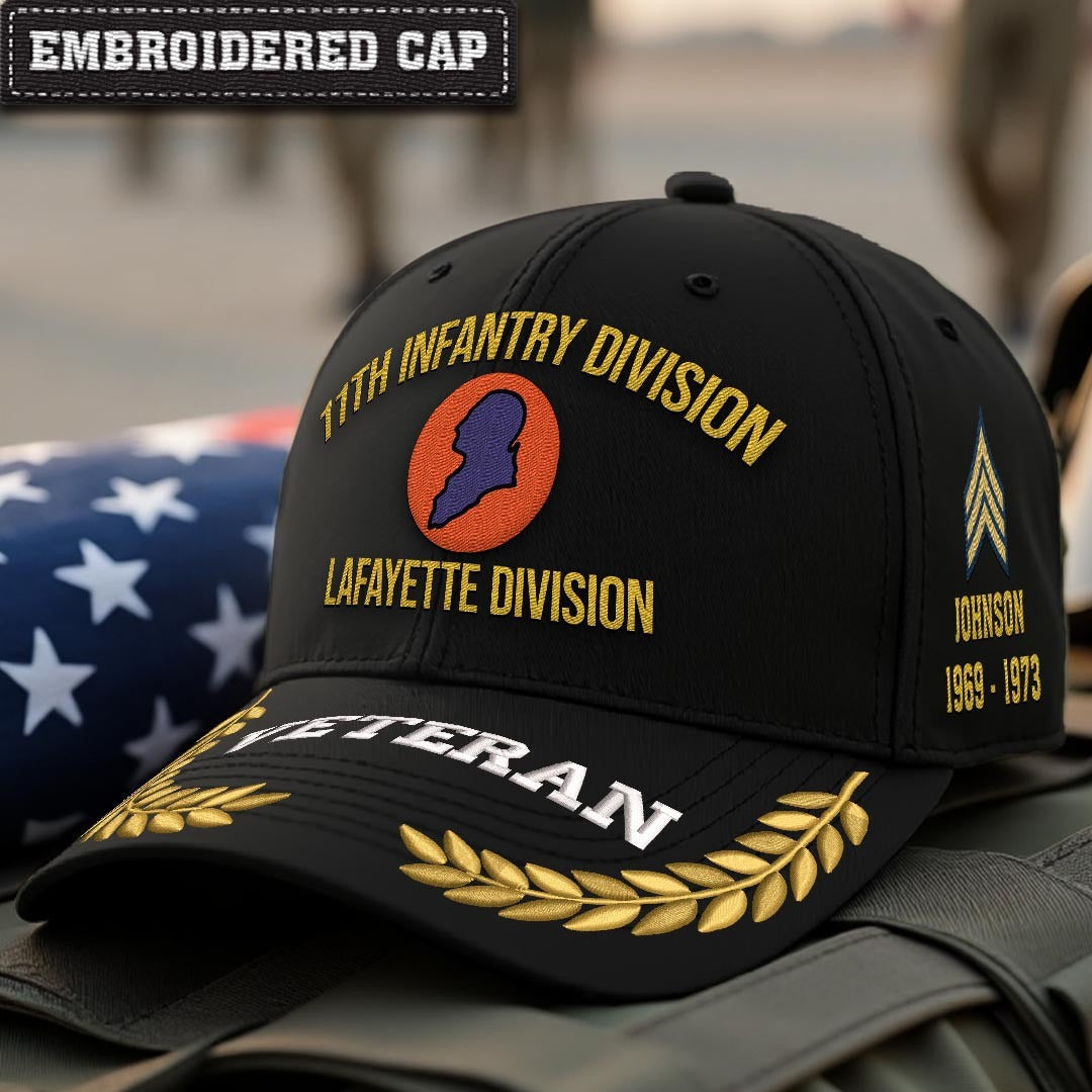 Cowgic U.S. Army 11th Infantry Division (1918-1919) Embroidered Classic Structured Cap - Embroidered Cap for Veterans