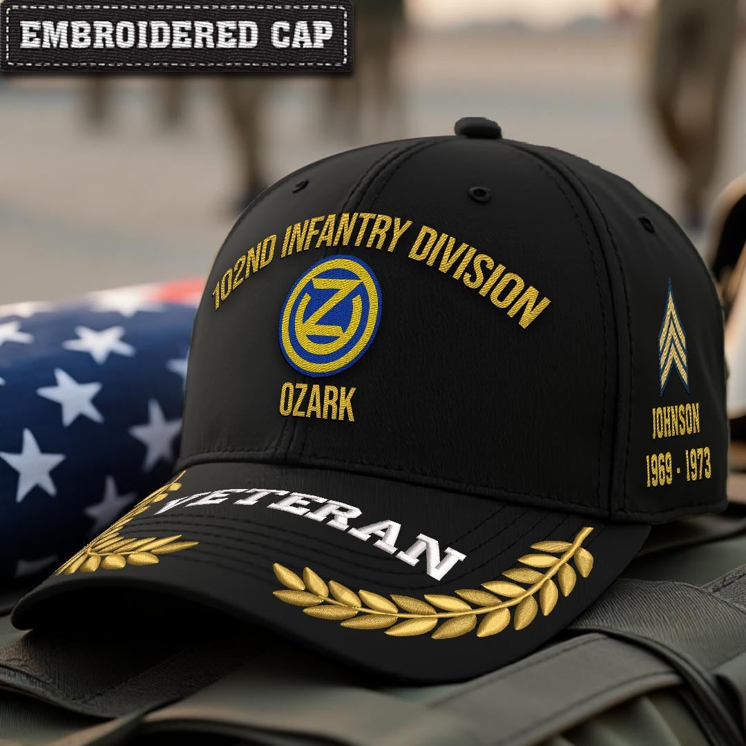 Cowgic U.S. Army 102nd Infantry Division Embroidered Classic Structured Cap - Embroidered Cap for Veterans