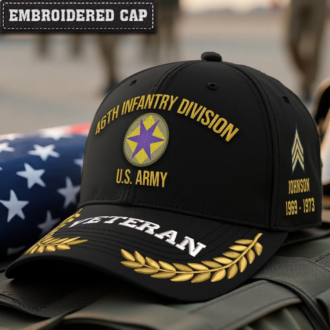 Cowgic U.S. Army 46th Infantry Division (WWII Ghost Division) Embroidered Classic Structured Cap - Embroidered Cap for Veterans