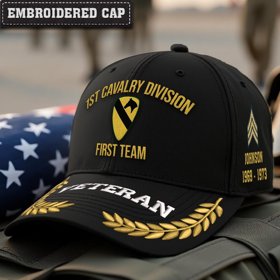 Cowgic U.S. Army 1st Cavalry Division Embroidered Classic Structured Cap - Embroidered Cap for Veterans