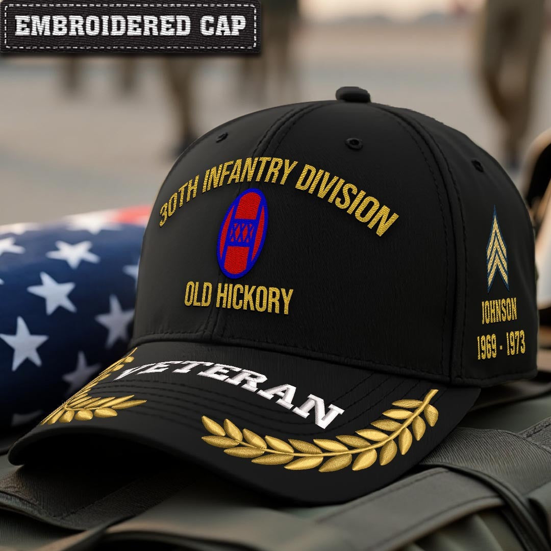 Cowgic U.S. Army 30th Infantry Division Embroidered Classic Structured Cap - Embroidered Cap for Veterans
