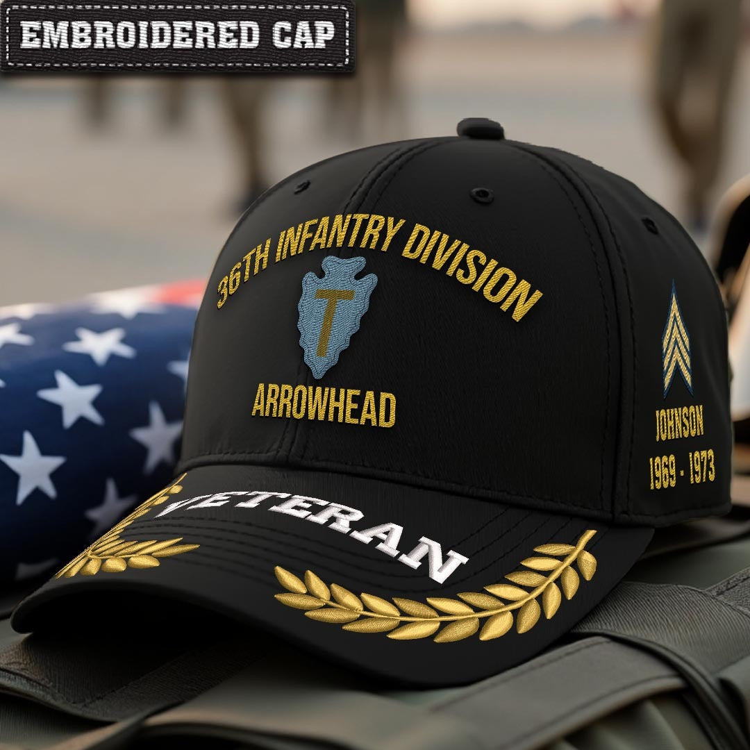 Cowgic U.S. Army 36th Infantry Division Embroidered Classic Structured Cap - Embroidered Cap for Veterans