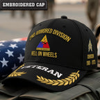 Cowgic U.S. Army 2nd Armored Division Embroidered Classic Structured Cap - Embroidered Cap for Veterans