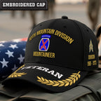 Cowgic U.S. Army 10th Mountain Division Embroidered Classic Structured Cap - Embroidered Cap for Veterans