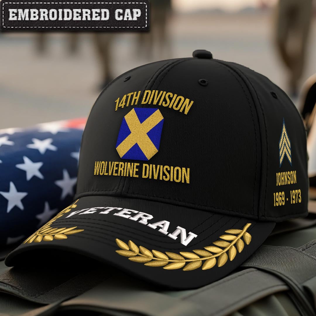 Cowgic U.S. Army 14th Division (National Guard WWI) Embroidered Classic Structured Cap - Embroidered Cap for Veterans
