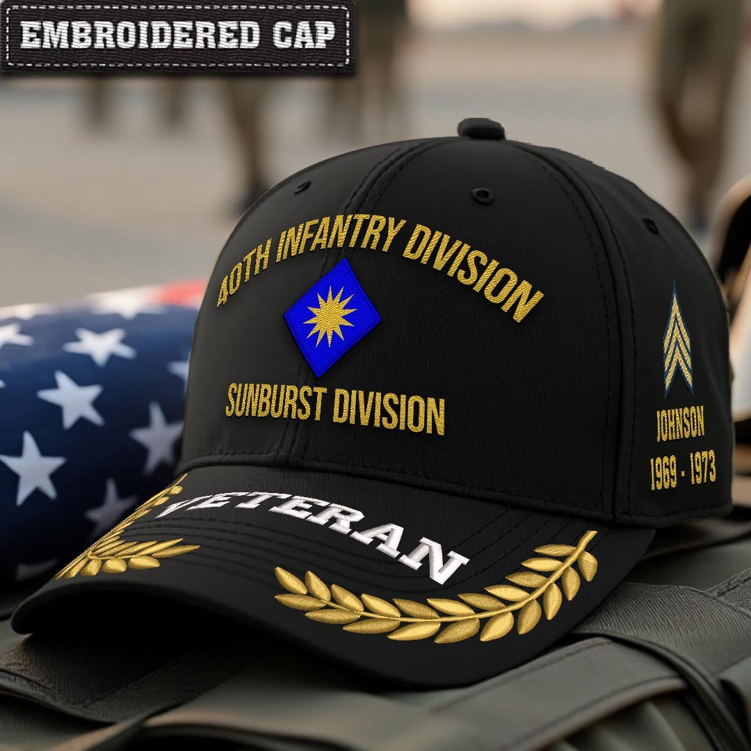 Cowgic U.S. Army 40th Infantry Division Embroidered Classic Structured Cap - Embroidered Cap for Veterans