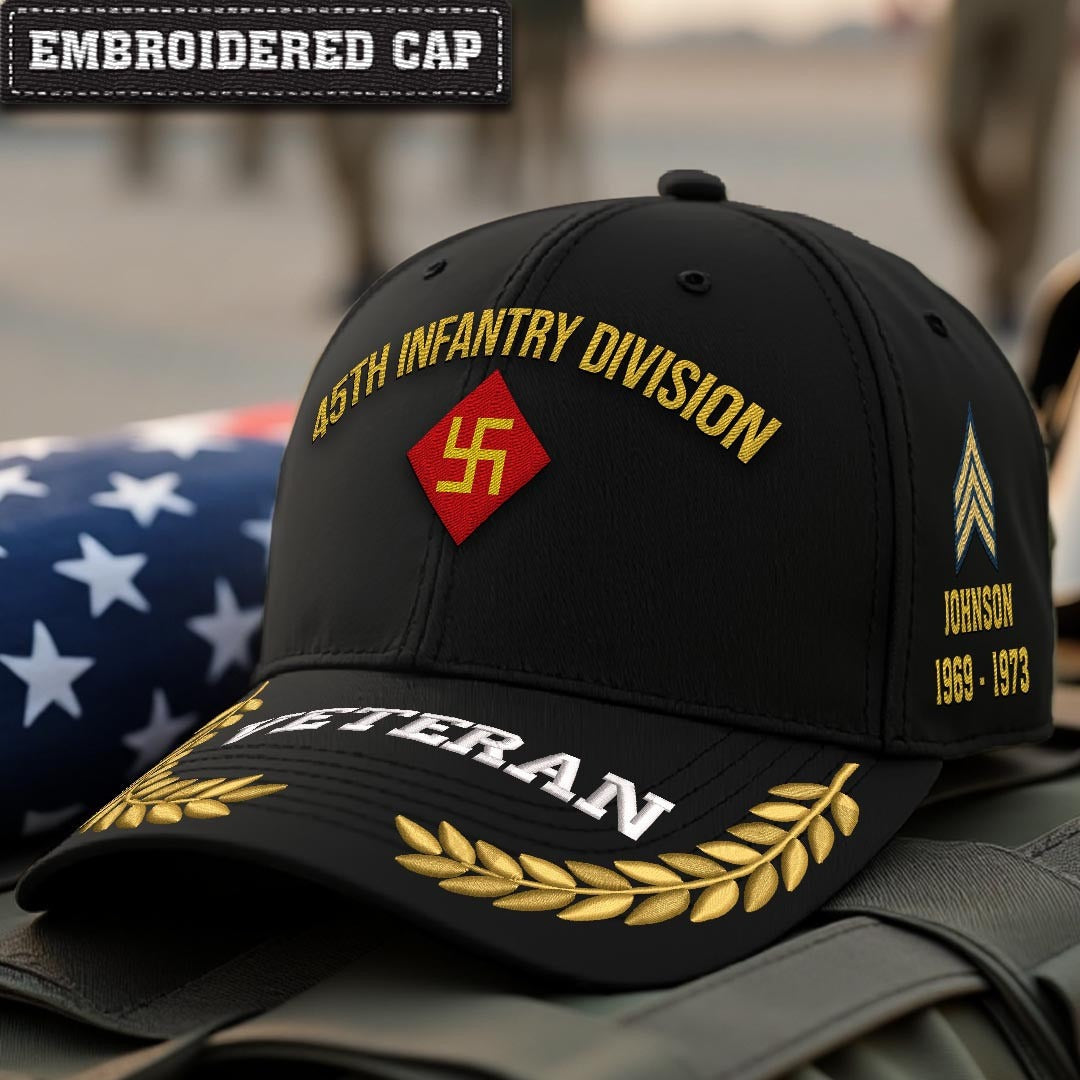 Cowgic U.S. Army 45th Infantry Division (Before the 1930s) Embroidered Classic Structured Cap - Embroidered Cap for Veterans