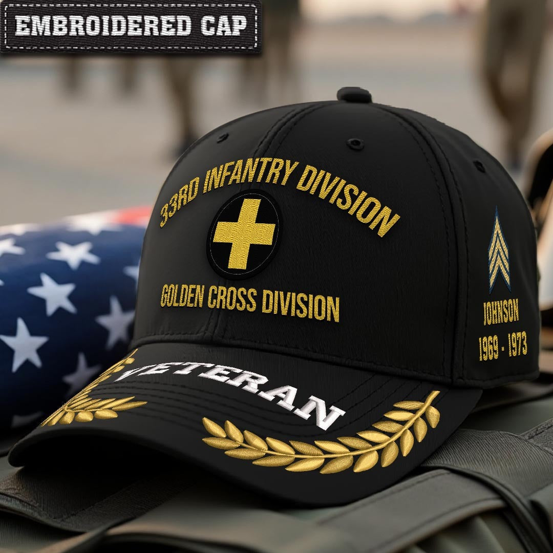Cowgic U.S. Army 33rd Infantry Division Embroidered Classic Structured Cap - Embroidered Cap for Veterans