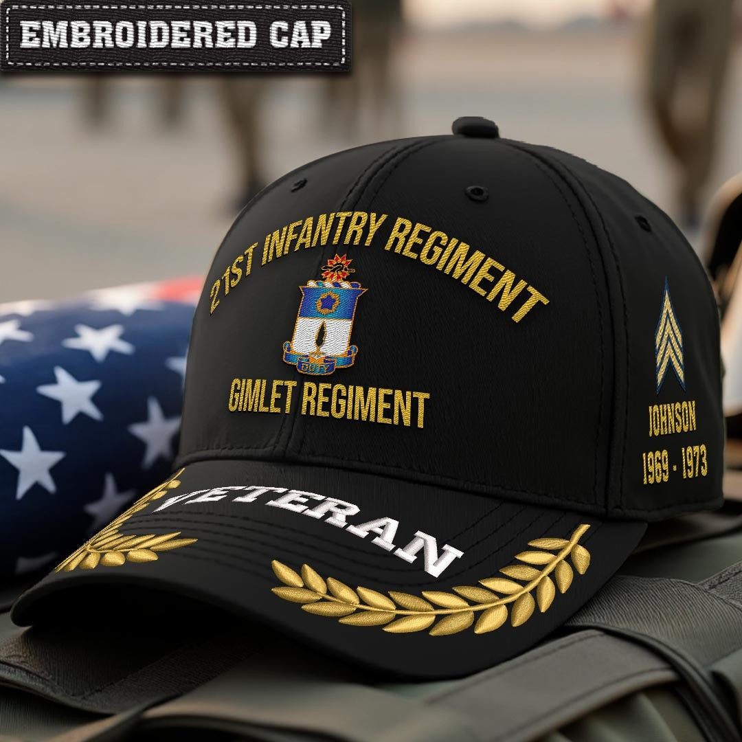 Cowgic U.S. Army 21st Infantry Regiment Embroidered Classic Structured Cap - Embroidered Cap for Veterans