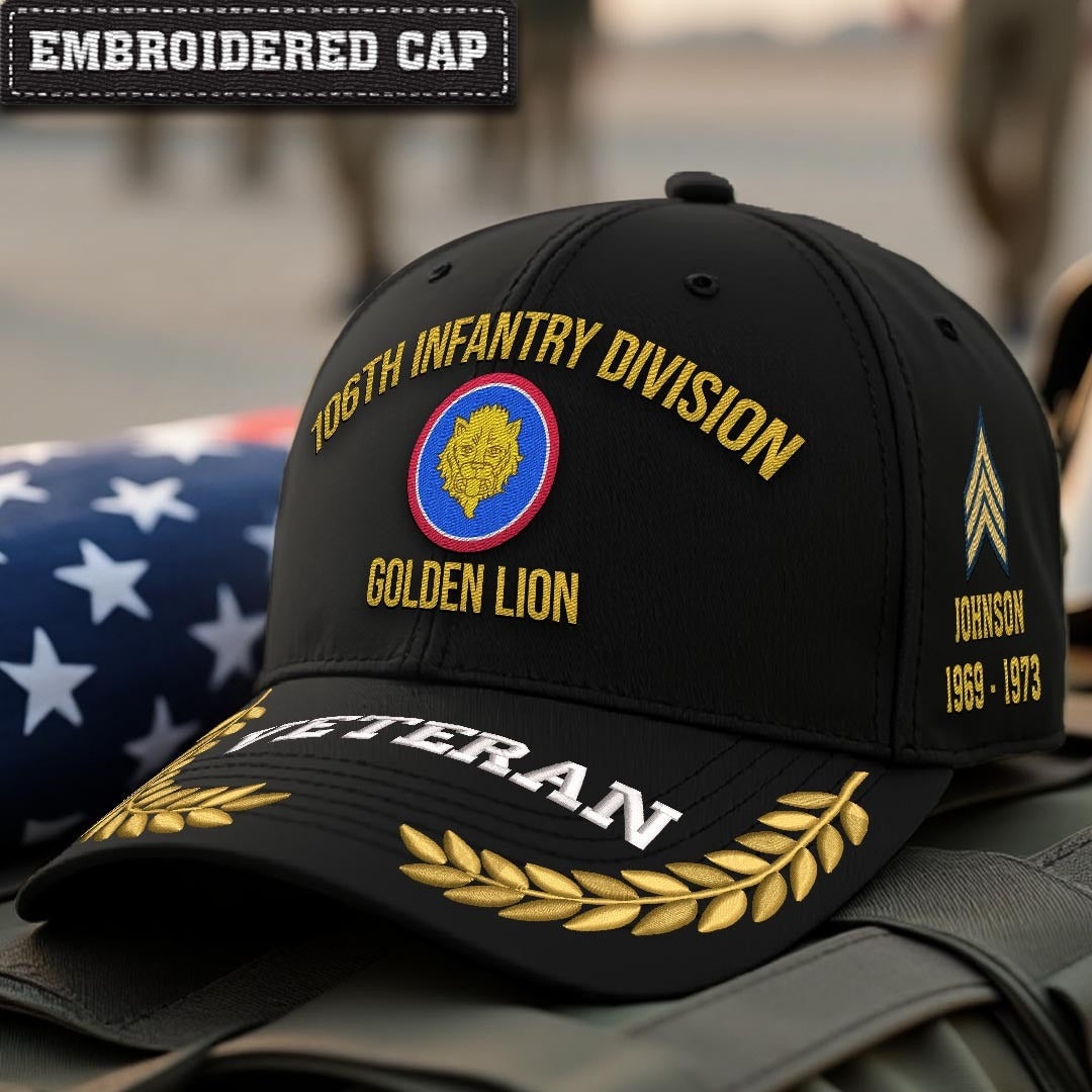 Cowgic U.S. Army 106th Infantry Division Embroidered Classic Structured Cap - Embroidered Cap for Veterans
