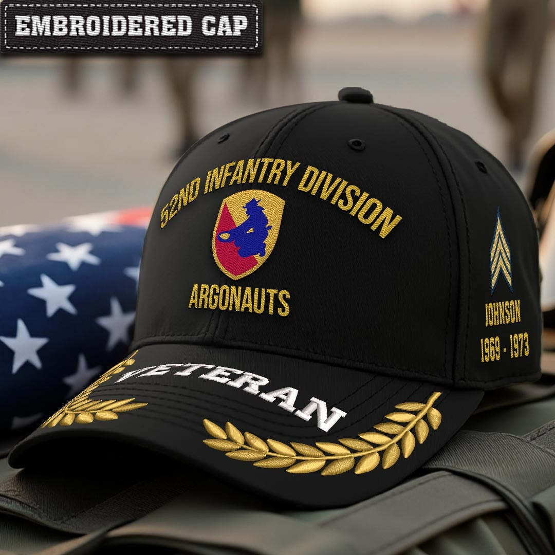 Cowgic U.S. Army 52nd Infantry Division Embroidered Classic Structured Cap - Embroidered Cap for Veterans