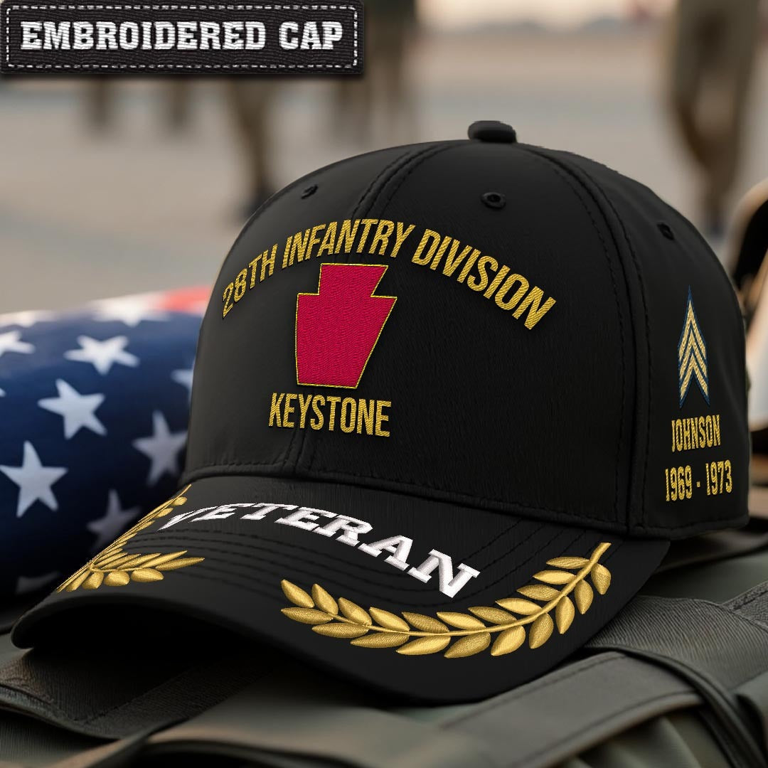 Cowgic U.S. Army 28th Infantry Division Embroidered Classic Structured Cap - Embroidered Cap for Veterans